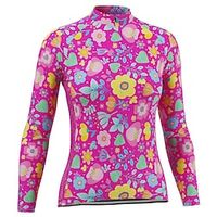 21Grams Women's Cycling Jersey Long Sleeve Bike Top with 3 Rear Pockets Mountain Bike MTB Road Bike Cycling Quick Dry Moisture Wicking Fuchsia Floral Botanical Sports Clothing Apparel / Stretchy miniinthebox - thumbnail