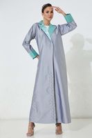 Moistreet Grey Victoria Satin Abaya (XS, S, M, L, XL, XXL)