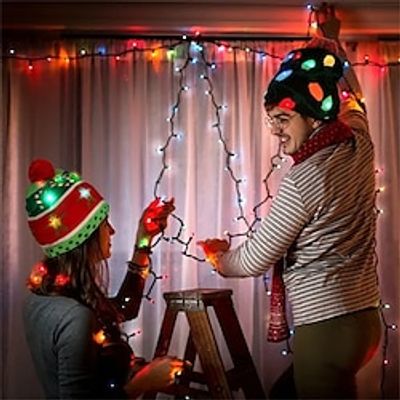 Funny Led Light Knitted Christmas Hat Adults Children Beanie Hat New Year Xmas Kids Gift Decors Party Hat Caps Lightinthebox