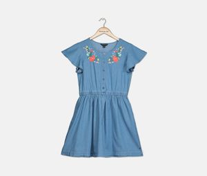 Girls Embroidered Dress  Robin Wash