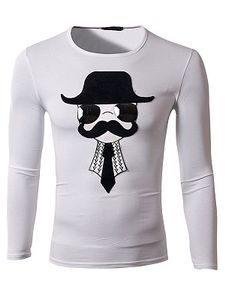 Men Round Neck Cartoon Patch T-Shirt
