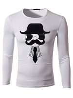Men Round Neck Cartoon Patch T-Shirt - thumbnail