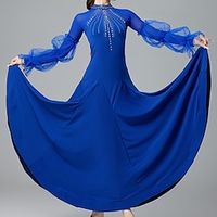 Latin Dance Ballroom Dance Dress Crystals  Rhinestones Women's Performance Daily Wear Long Sleeve Crystal Cotton Lightinthebox