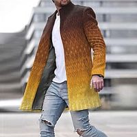 Tribal Gradient Ramp Bandana Print Vintage Business Men's Coat Work Wear to work Going out Fall  Winter Stand Collar Long Sleeve Orange M L XL Polyester Jacket Lightinthebox - thumbnail