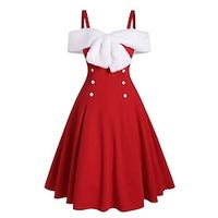 Fancy Christmas Dress Women's 1950s Christmas Masquerade Christmas Eve Adults' Party Christmas New Year Eve Polyester Dress miniinthebox - thumbnail