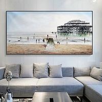 Mintura Handmade Abstract Beach Scenery Oil Paintings On Canvas Wall Art Decoration Modern Picture For Home Decor Rolled Frameless Unstretched Painting miniinthebox