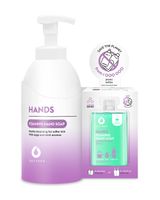 DUTYBOX Hands Series Foaming Soap Set, Reusable Pump Bottle + 2 Capsules Refills, Sage & Mint
