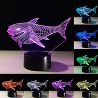 Shark Pattern LED 7 Colors Change USB Touch Switch Night Light Decoration