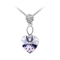 Swarovski Elements 18K White Gold Plated Necklace Encrusted with Purple Swarovski Crystals SWR-428