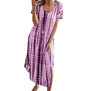 Women's Loose Midi Dress fluorescent green Blue Purple Grey khaki Short Sleeve Print Modern Style Summer Round Neck Casual 2021 S M L XL XXL XXXL 4XL 5XL miniinthebox