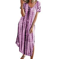 Women's Loose Midi Dress fluorescent green Blue Purple Grey khaki Short Sleeve Print Modern Style Summer Round Neck Casual 2021 S M L XL XXL XXXL 4XL 5XL miniinthebox - thumbnail