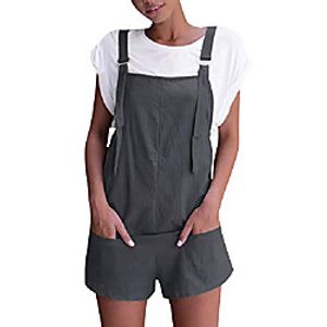 vonda ladies dungarees retro shorts casual oversize jumpsuit baggy summer trousers with pocket a-dark gray xl Lightinthebox
