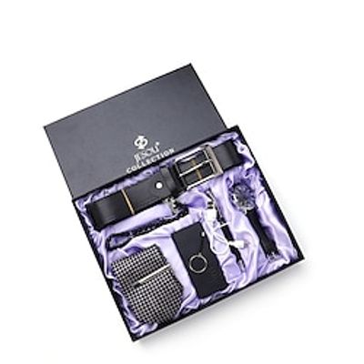 Men's 6-piece Watch Tie Belt Gift Box Set Mobile Power Supply Pen Prayer Beads For Boyfriend valentines gifts for him Lightinthebox