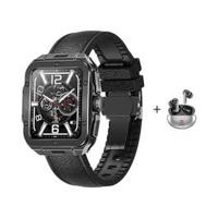 Alps 2 Black Silicon Smart Watch with Victor 3 Black Wireless Earbuds - Combo (SM-BD-ALPS2-GMF-V3-BLK)