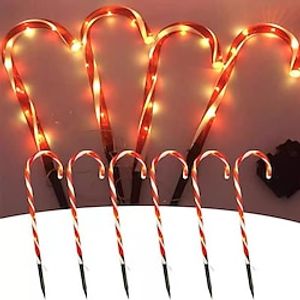 5PCS Set Christmas Candy Cane Lights Outdoor Pathway 21 Solar Candy Cane Driveway Makers Lighted Candy Canes for Sidewalk Lights Driveway Xmas Decorations Outdoor Yard Front Patio Decor Lightinthebox