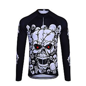 21Grams Men's Long Sleeve Cycling Jersey Spandex Polyester Black Sugar Skull Skull Bike Jersey Top Mountain Bike MTB Road Bike Cycling Quick Dry Moisture Wicking Breathable Sports Clothing Apparel Lightinthebox