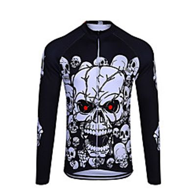 21Grams Men's Long Sleeve Cycling Jersey Spandex Polyester Black Sugar Skull Skull Bike Jersey Top Mountain Bike MTB Road Bike Cycling Quick Dry Moisture Wicking Breathable Sports Clothing Apparel Lightinthebox