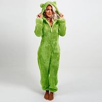 Teddy Bear Nightwear Christmas Pajamas Onesie Pajamas Women's Cosplay Costume Masquerade Adults' Party Home Wear Coral fleece Onesie Lightinthebox - thumbnail