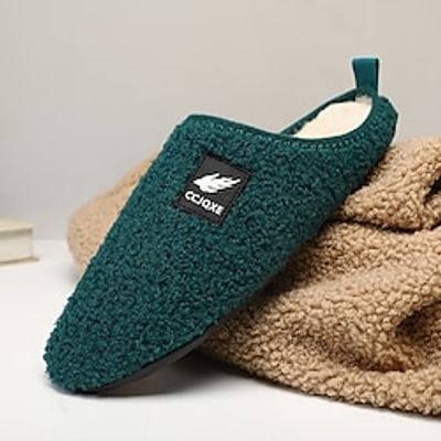 Men's Women Slippers  Flip-Flops Fleece Slippers Fleece lined Classic Casual Christmas New Year Corduroy Warm Dark Grey Black Pink Fall Winter Lightinthebox