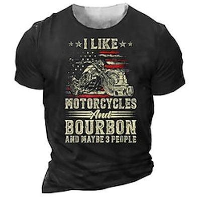 Men's Unisex T shirt Tee 3D Print Graphic Patterned Motorcycle Letter Crew Neck Street Daily Print Short Sleeve Tops Designer Casual Vintage Big and Tall Black Navy Blue / Summer miniinthebox