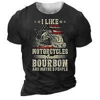 Men's Unisex T shirt Tee 3D Print Graphic Patterned Motorcycle Letter Crew Neck Street Daily Print Short Sleeve Tops Designer Casual Vintage Big and Tall Black Navy Blue / Summer miniinthebox - thumbnail