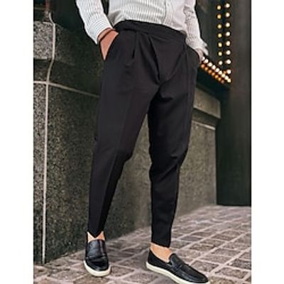 Men's Dress Pants Trousers Casual Pants Front Pocket Plain Comfort Breathable Business Casual Daily Fashion Basic Black Brown Lightinthebox