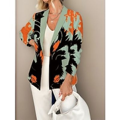Women's Print Print Boho Outerwear Long Sleeve Summer Black S Lightinthebox