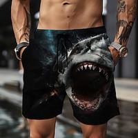 Men's Board Shorts Swim Shorts Swim Trunks Drawstring with Mesh lining Elastic Waist Animal Shark 3D Print Quick Dry Short Party Casual Daily Vacation Sports Black Blue Micro-elastic Lightinthebox