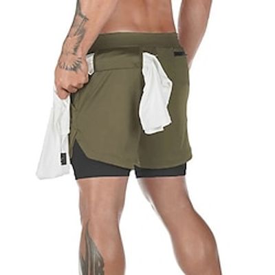 Men's Shorts Sunday Shorts Sports Going out Weekend Running Casual Drawstring Elastic Waist Plain Knee Length Gymnatics Activewear Black  White Army Yellow Micro-elastic Lightinthebox