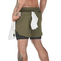 Men's Shorts Sunday Shorts Sports Going out Weekend Running Casual Drawstring Elastic Waist Plain Knee Length Gymnatics Activewear Black  White Army Yellow Micro-elastic Lightinthebox - thumbnail