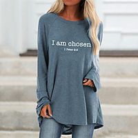 Women's Shift Dress Short Mini Dress Blue Black Dark Gray Long Sleeve Letter Print Fall Winter Round Neck Casual 2021 S M L XL XXL 3XL miniinthebox - thumbnail