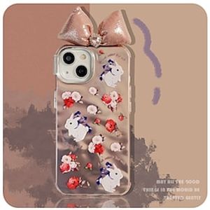 Phone Case For iPhone 14 13 12 11 Plus Pro Max Back Cover Shockproof Rabbit Flower Bow tie TPU Plating PC miniinthebox