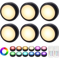LED Puck Lights with Remote Control, 13 Colors Changeable Battery Operated Wireless Closet Lights, Under Cabinet Lighting Stick on Tap Push Lights, Color Changing Under Counter Lights miniinthebox - thumbnail