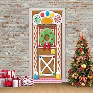 Christmas 3D Stickers Waterproof Door Stickers Xmas Door Mural Peel Self Adhesive Wallpaper PVC Sticker Removable Wall Decal for Home Office Decoration Lightinthebox