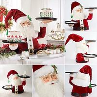 Santa Holdings Tray Figurine, Santa Claus Tabletop Serving Tray, Exquisite Resin Treats Tray Holder for Christmas Halloween Party Decorations Lightinthebox - thumbnail