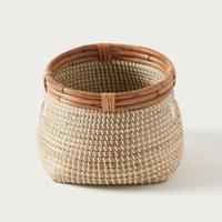 Cylindrical Seagrass Basket with Cutout Handles