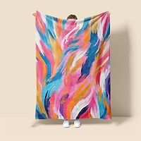 Dopamine Geometric Lines Pattern Super Soft Throw Blanket Sherpa Blanket Novelty Flannel Warm 3D Printed All Seasons Room Decor Cartoon Gifts Big Blanket Lightinthebox - thumbnail