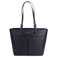 Michael Kors Jet Set Medium Black Vegan Leather Double Pocket Tote Bag (88290)