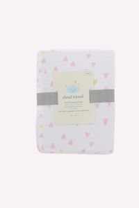 Fitted Crib Sheet Hearts 71.1 L x 132 W cm  Pink