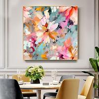 Handpained Flowers Oil Painting On Canvas Large Wall Art Abstract Pink Floral Painting Minimalist Art Custom Painting Living Room Home Decor No Frame Lightinthebox