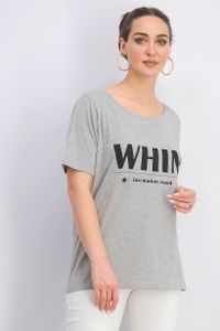 Womens WHIM Print T-Shirt  Gray