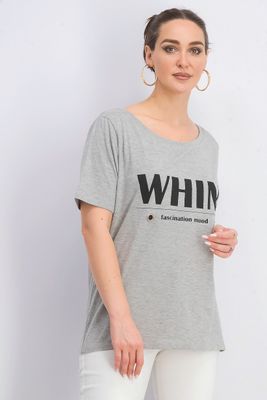 Womens WHIM Print T-Shirt  Gray