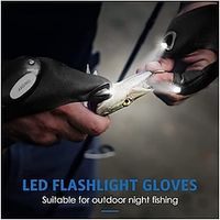 1 Pair LED Flashlight Gloves Fishing Repair Work Finger Lamp Winter Outdoor Night Fishing Half Finger Gloves One Size Lightinthebox - thumbnail