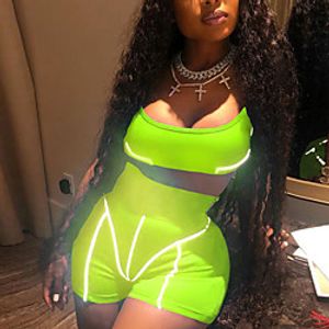 Women's Sweatsuit 2 Piece Reflective Strip Crew Neck Spandex Stripes Sport Athleisure Clothing Suit Moisture Wicking Breathable Soft Comfortable Exercise  Fitness Running Everyday Use Street Casual Lightinthebox