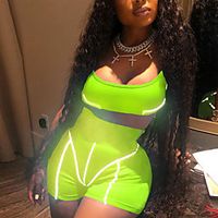Women's Sweatsuit 2 Piece Reflective Strip Crew Neck Spandex Stripes Sport Athleisure Clothing Suit Moisture Wicking Breathable Soft Comfortable Exercise  Fitness Running Everyday Use Street Casual Lightinthebox - thumbnail