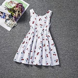 Girls' Sleeveless Graphic 3D Printed Graphic Dresses Sweet Knee-length Polyester Dress Cherry Kids Print miniinthebox