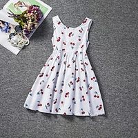 Girls' Sleeveless Graphic 3D Printed Graphic Dresses Sweet Knee-length Polyester Dress Cherry Kids Print miniinthebox - thumbnail