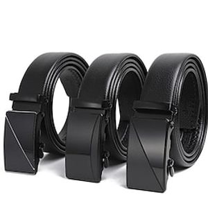 Men's Faux Leather Belt Ratchet Belt Casual Belt Black 125cm Automatic Buckle Faux Leather Stylish Business Casual Plain Daily Vacation Going out miniinthebox