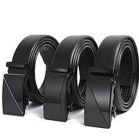 Men's Faux Leather Belt Ratchet Belt Casual Belt Black 125cm Automatic Buckle Faux Leather Stylish Business Casual Plain Daily Vacation Going out miniinthebox - thumbnail
