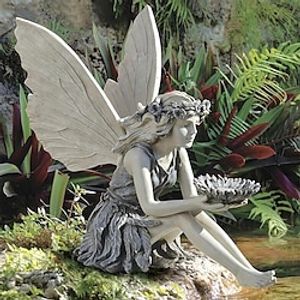 Fairy Statue,Fairy Angel Crafts, Resin Garden Sculpture Butterfly Wings Flower Elf Outdoor Decoration, For Home Decor Patio Lawn miniinthebox